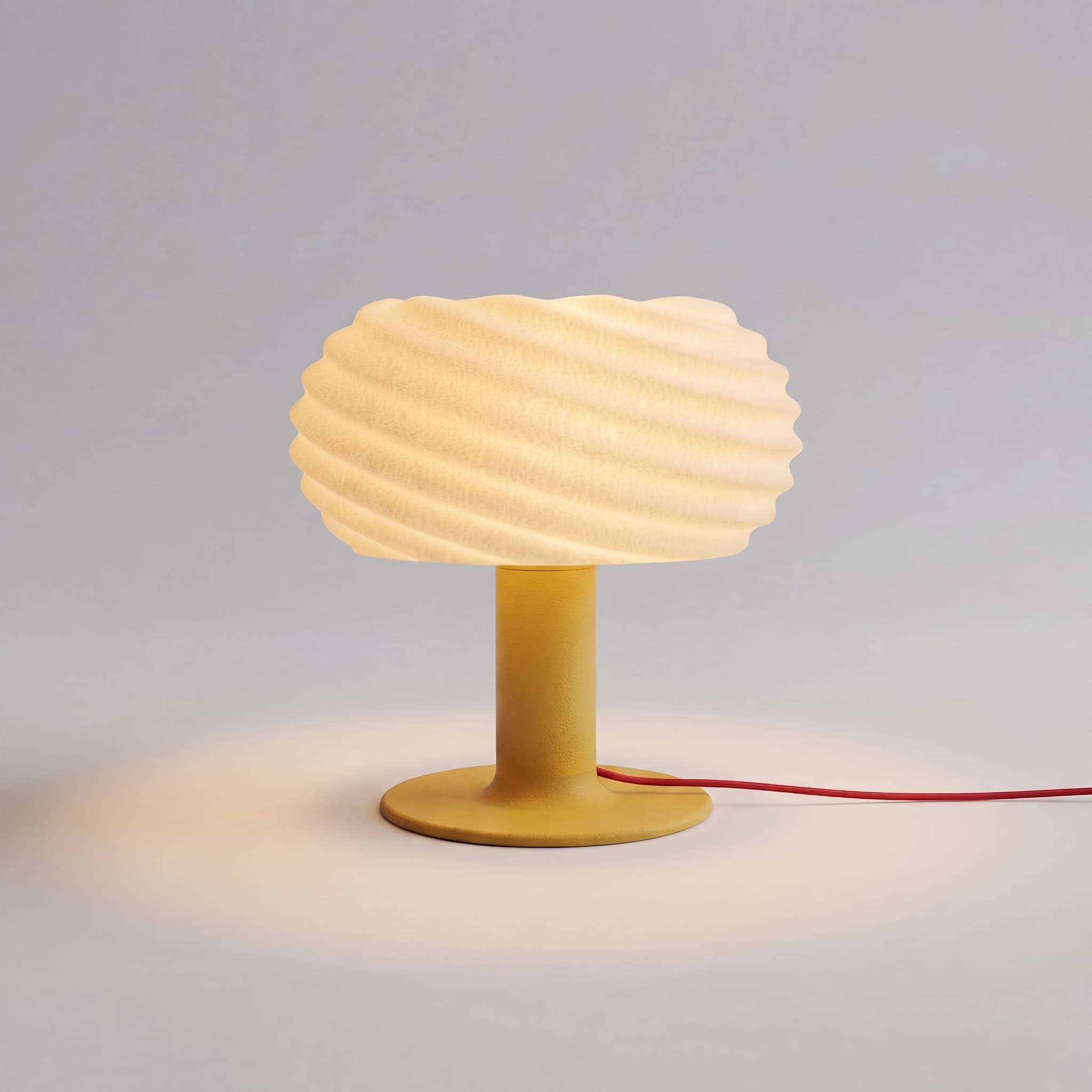 Mira Wavy Lamp product photo in Mustard Yellow + White Shade