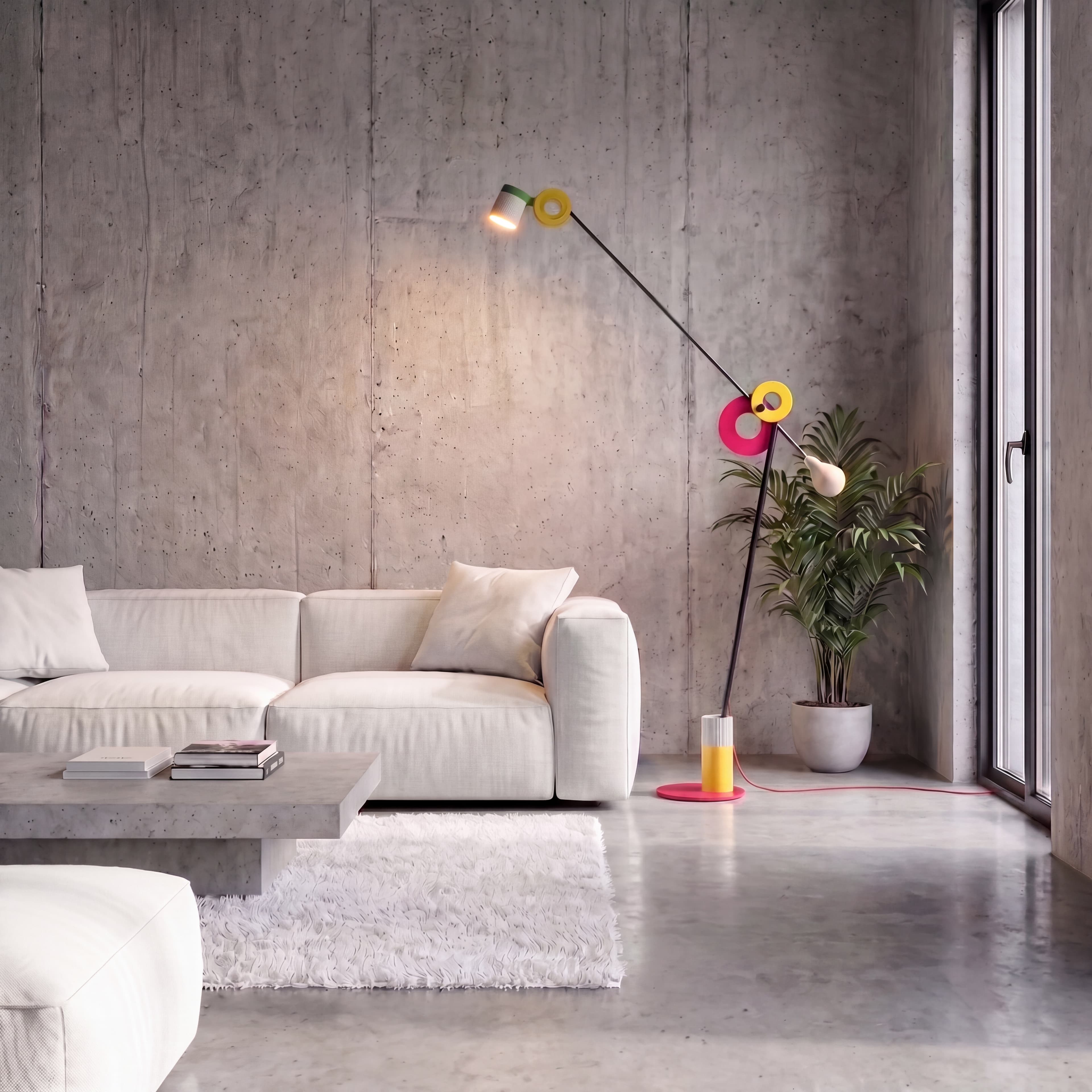 Pivot floor lamp in a modern interior